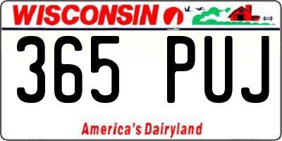 WI license plate 365PUJ