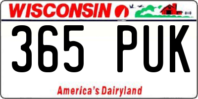 WI license plate 365PUK