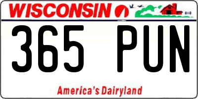 WI license plate 365PUN