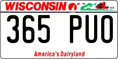 WI license plate 365PUO