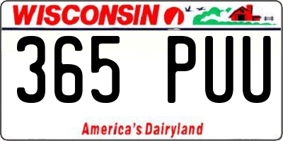 WI license plate 365PUU