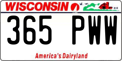 WI license plate 365PWW