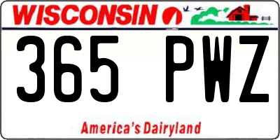 WI license plate 365PWZ