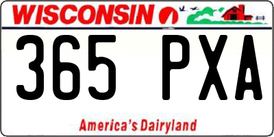 WI license plate 365PXA