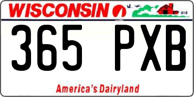 WI license plate 365PXB