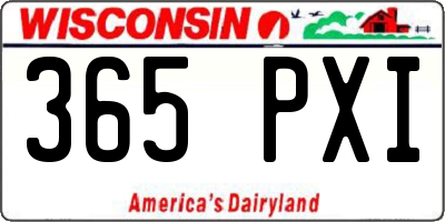 WI license plate 365PXI