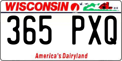 WI license plate 365PXQ