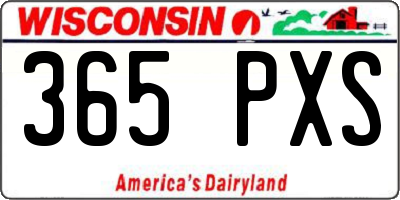 WI license plate 365PXS