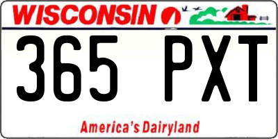 WI license plate 365PXT