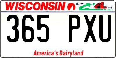 WI license plate 365PXU