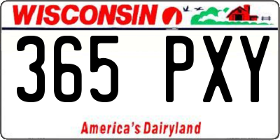 WI license plate 365PXY