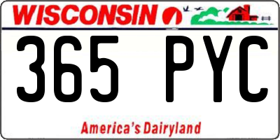 WI license plate 365PYC