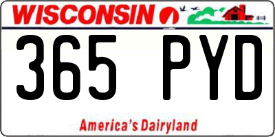 WI license plate 365PYD