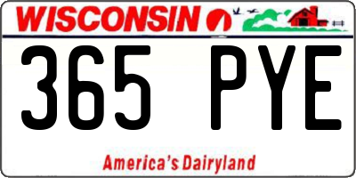 WI license plate 365PYE
