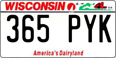 WI license plate 365PYK