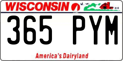 WI license plate 365PYM