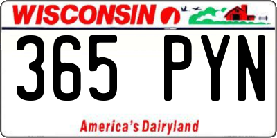 WI license plate 365PYN