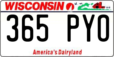 WI license plate 365PYO