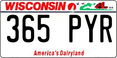 WI license plate 365PYR
