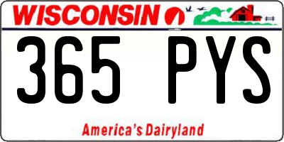 WI license plate 365PYS