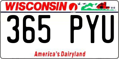 WI license plate 365PYU