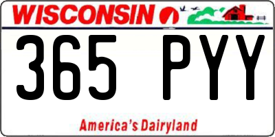 WI license plate 365PYY