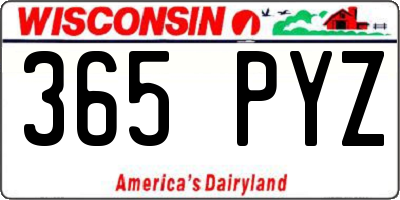 WI license plate 365PYZ
