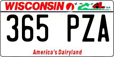 WI license plate 365PZA