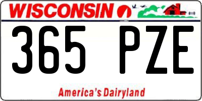 WI license plate 365PZE