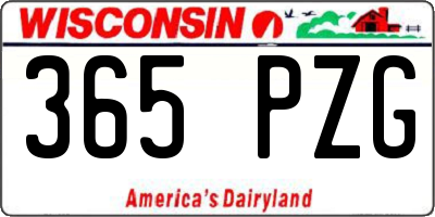 WI license plate 365PZG