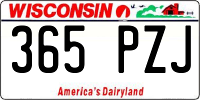 WI license plate 365PZJ