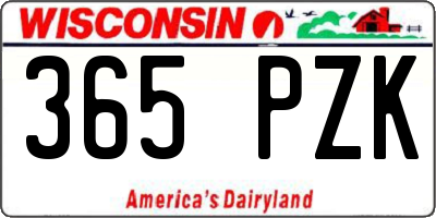 WI license plate 365PZK