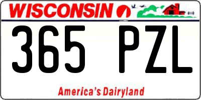 WI license plate 365PZL