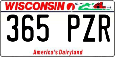 WI license plate 365PZR