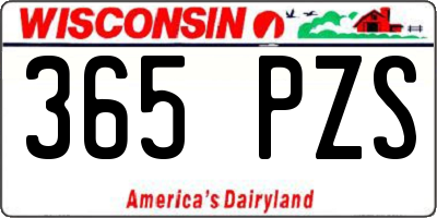 WI license plate 365PZS