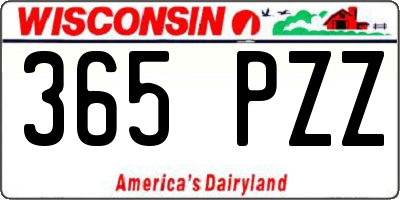 WI license plate 365PZZ