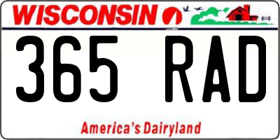 WI license plate 365RAD