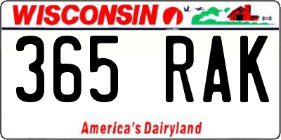 WI license plate 365RAK
