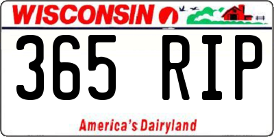 WI license plate 365RIP