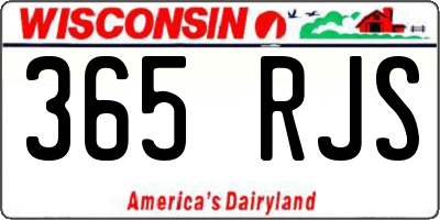 WI license plate 365RJS