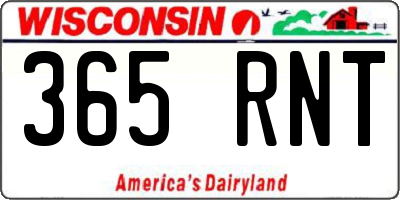 WI license plate 365RNT