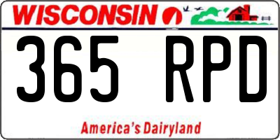WI license plate 365RPD