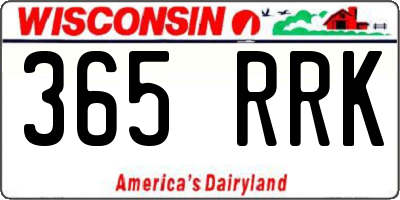 WI license plate 365RRK