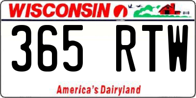WI license plate 365RTW