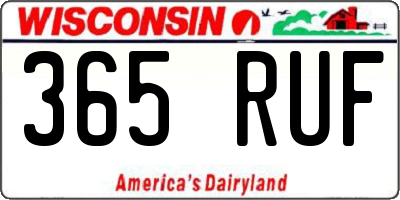WI license plate 365RUF
