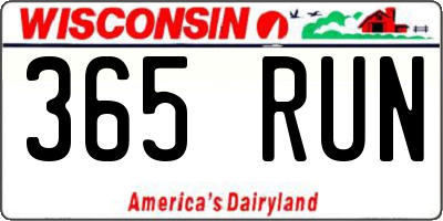 WI license plate 365RUN