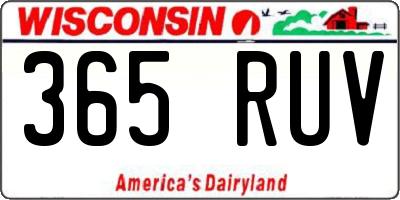 WI license plate 365RUV