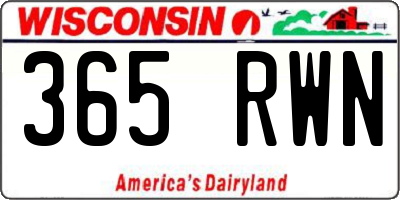 WI license plate 365RWN
