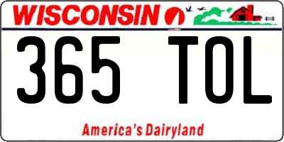 WI license plate 365TOL