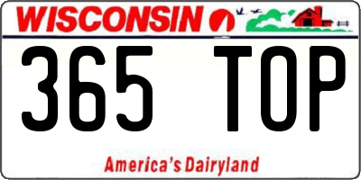 WI license plate 365TOP